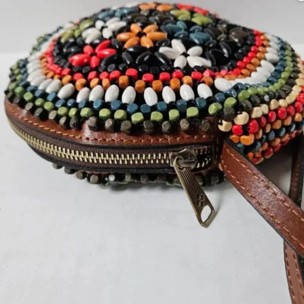 Patricia Nash Scafati Colorful Wooden Bead Canteen Crossbody Bag - Picture 5 of 9